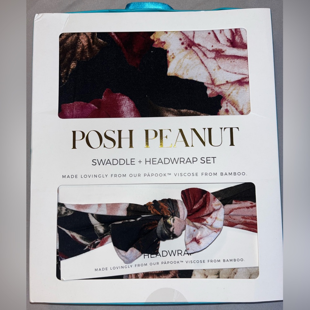 NWT black rose swaddle and headband set Posh peanut